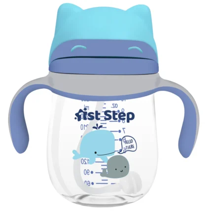 TRITAN 280 ml BPA Free Anti-Spill Soft Silicone Weighted Straw Baby Sipper Cup with Twin Handle - Blue