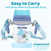 TRITAN 280 ml BPA Free Anti-Spill Soft Silicone Weighted Straw Baby Sipper Cup with Twin Handle - Blue - Image 3