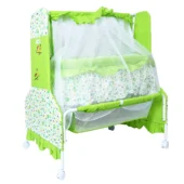 Cradle with Swing, Mosquito Net and Storage Basket (Green)