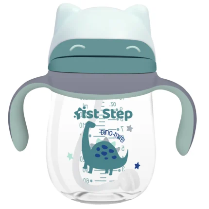 TRITAN 280 ml BPA Free Anti-Spill Soft Silicone Weighted Straw Baby Sipper Cup with Twin Handle - Green