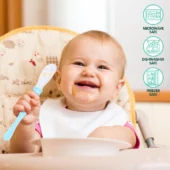 Dual Ended BPA Free Silicone Spoon Set (Blue) - Image 2