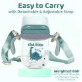 TRITAN 280 ml BPA Free Anti-Spill Soft Silicone Weighted Straw Baby Sipper Cup with Twin Handle - Green - Image 3