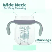 TRITAN 280 ml BPA Free Anti-Spill Soft Silicone Weighted Straw Baby Sipper Cup with Twin Handle - Green - Image 4