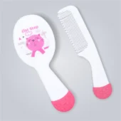 Matte Collection Easy Grip, Soft & Gentle Comb and Brush Grooming Set- Pink