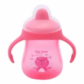 Matte Collection BPA Free Polypropylene Hard Spout Sipper with Twin Handles for Easy Grip - Pink
