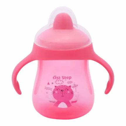 Matte Collection BPA Free Polypropylene Hard Spout Sipper with Twin Handles for Easy Grip - Pink