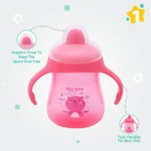 Matte Collection BPA Free Polypropylene Hard Spout Sipper with Twin Handles for Easy Grip - Pink - Image 2