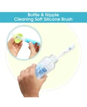 Easy Grip Thick Bristles Bottle and Nipple Cleaning Brush for Regular & Wide Neck Bottles - Green - Image 4