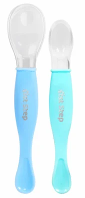 Dual Ended BPA Free Silicone Spoon Set (Blue) - Image 3