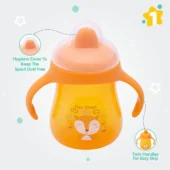 Matte Collection BPA Free Polypropylene Hard Spout Sipper with Twin Handles for Easy Grip - Orange - Image 2