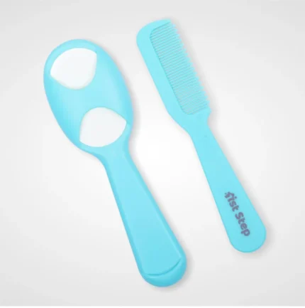 Matte Collection Easy Grip, Compact, Soft & Gentle Comb and Brush Grooming Set - Blue