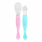 Dual Ended BPA Free Silicone Spoon Set (Pink)