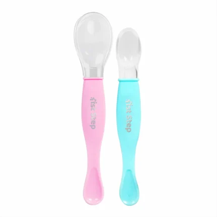 Dual Ended BPA Free Silicone Spoon Set (Pink)