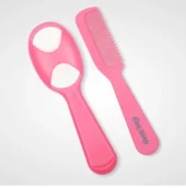 Matte Collection Easy Grip, Compact, Soft & Gentle Comb and Brush Grooming Set - Pink