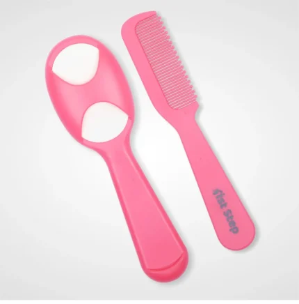 Matte Collection Easy Grip, Compact, Soft & Gentle Comb and Brush Grooming Set - Pink