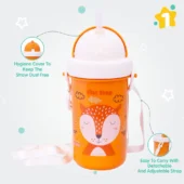 Matte Collection Ideal for Montessori BPA Free Polypropylene Soft Straw Sipper with Twin Handles for Easy Grip - Orange - Image 2