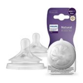 Avent Philips Natural Response Bottle Teat Baby Bottle Flow 3 Teats for Newborn Babies BPA Free - Pack of 2