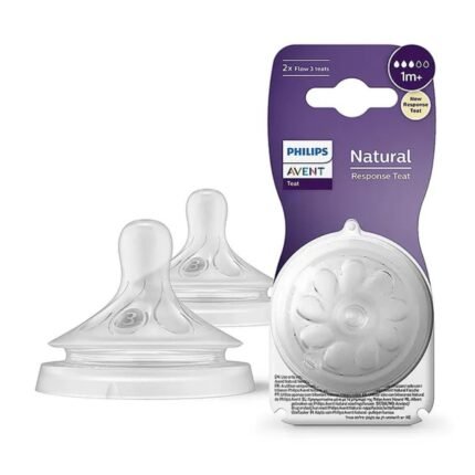 Avent Philips Natural Response Bottle Teat Baby Bottle Flow 3 Teats for Newborn Babies BPA Free - Pack of 2