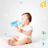 Matte Collection Ideal for Montessori BPA Free Polypropylene Soft Straw Sipper with Twin Handles for Easy Grip - Blue - Image 4