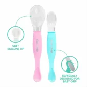 Dual Ended BPA Free Silicone Spoon Set (Pink) - Image 2