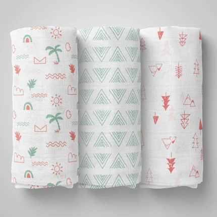100% Cotton Muslin Baby Swaddle Set, Pack of 3, Size-120cm x 100cm