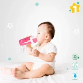 Matte Collection Ideal for Montessori BPA Free Polypropylene Soft Straw Sipper with Twin Handles for Easy Grip - Pink - Image 4