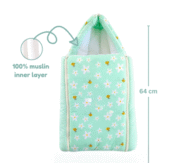 Muslin Carry Bed - Green (100% Organic Muslin) - Image 2