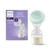 Philips Avent Essential Manual Breast pump | Easy Silicone massage cushion & Ergonomic handle, Soft & Gentle, BPA Free + 125ml Natural Bottle (SCD417/20)