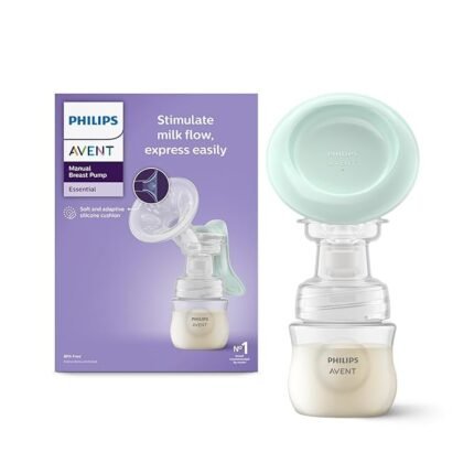 Philips Avent Essential Manual Breast pump | Easy Silicone massage cushion & Ergonomic handle, Soft & Gentle, BPA Free + 125ml Natural Bottle (SCD417/20)