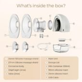 LuvLap Glory Hands-Free Electric Breast Pump for Breastfeeding, Wearable, Portable, 4 Modes & 9 Suction Levels, Type-C Fast Charging, 24mm Breast Shield, Includes 19/21/27mm Soft Flange Inserts, White - Image 2