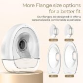 LuvLap Glory Hands-Free Electric Breast Pump for Breastfeeding, Wearable, Portable, 4 Modes & 9 Suction Levels, Type-C Fast Charging, 24mm Breast Shield, Includes 19/21/27mm Soft Flange Inserts, White - Image 4