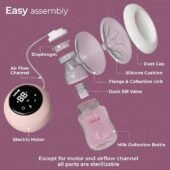 Luvlap Adore Electric Breast Pump with 2 Phase Pumping, Rechargeable Battery, Digital TouchScreen, Smart Memory, Dual Power Mode, 2pcs Breast pads free, Soft & Gentle, BPA Free - Image 4