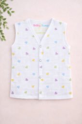 Muslin Front Open Jabla - Little Hearts