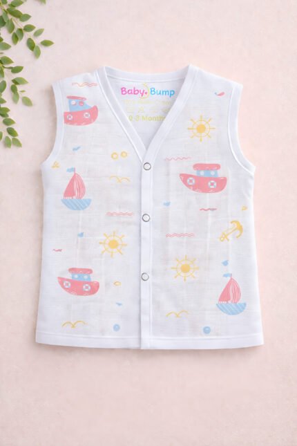 Muslin Front Open Jabla - Little Sailor