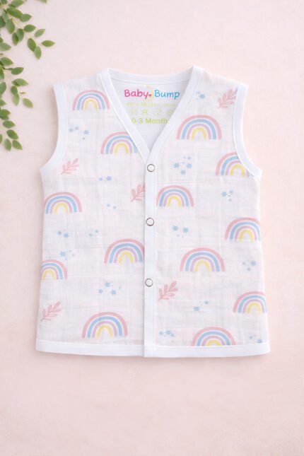 Muslin Front Open Jabla - Hazy rainbow