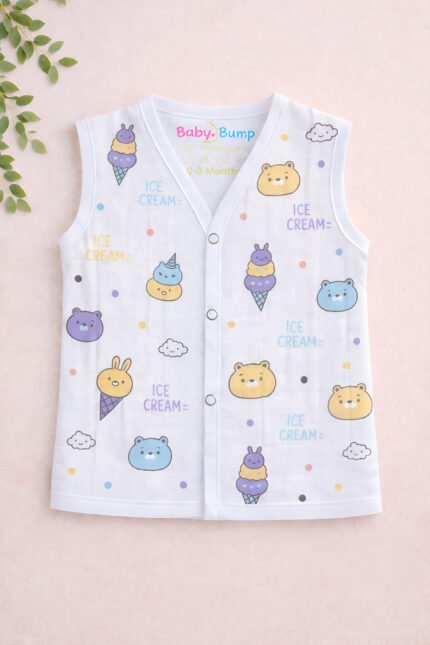 Muslin Front Open Jabla -Ice Cream