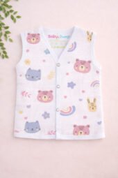Muslin Front Open Jabla - Bunny Bear