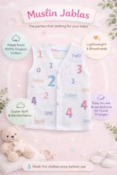 Muslin Front Open Jabla & Nappy (Single) - Number Games - Image 3