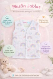 Muslin Front Open Jabla & Nappy (Single) - Hazy Rainbow - Image 3