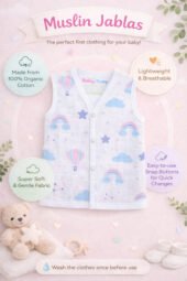 Muslin Front Open Jabla & Nappy (Single) - Air Balloons - Image 3