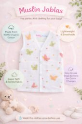 Muslin Front Open Jabla & Nappy (Single) - Blush Wings - Image 3