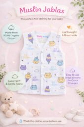 Muslin Front Open Jabla & Nappy (Single) - Ice Cream - Image 3