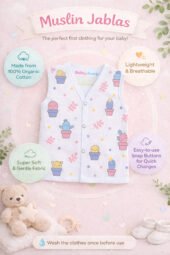 Muslin Front Open Jabla & Nappy (Single) - Smiley Cactus - Image 3