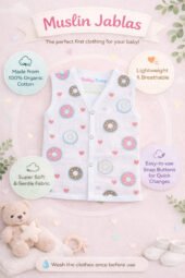 Muslin Front Open Jabla & Nappy (Single) - Doughnuts - Image 3