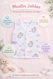 Muslin Front Open Jabla & Nappy (Single) - Magic Love - Image 3