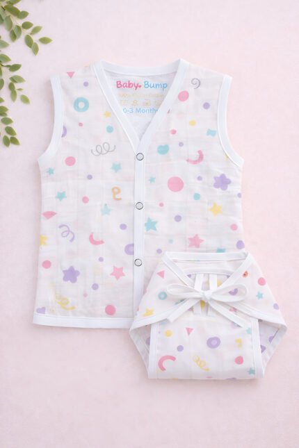 Muslin Front Open Jabla & Nappy (Single) - Playtime Sprinkle