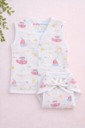 Muslin Front Open Jabla & Nappy (Single) - Little Sailor