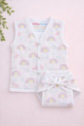 Muslin Front Open Jabla & Nappy (Single) - Hazy Rainbow