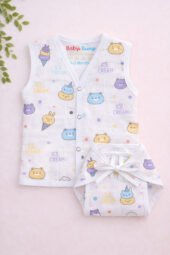 Muslin Front Open Jabla & Nappy (Single) - Ice Cream