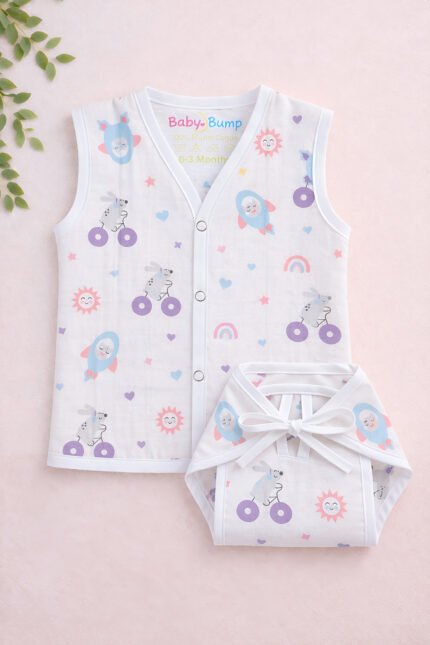 Muslin Front Open Jabla & Nappy (Single) - Dream Ride